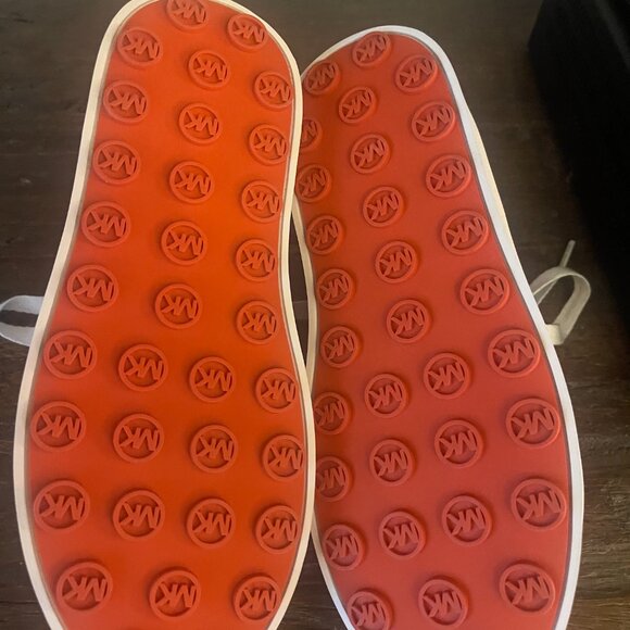 Michael Kors*Michael Kors Romey Polka Dot Orange & White Platform Sneakers Sz.7 - Picture 12 of 12